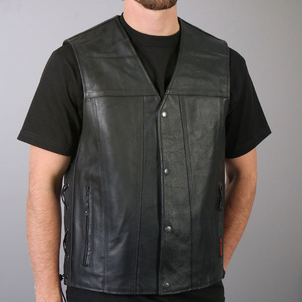 Hot Leathers VSM1023 Men's Black 'Conceal and Carry Leather Vest