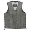 Hot Leathers VSM1041 Men's Rub-Off Grey 'Side Lace' Club Leather Vest