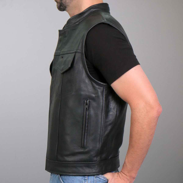 Hot Leathers VSM1052 Men's Black 'Patriotic' Conceal and Carry Leather Vest