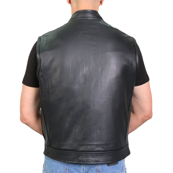 Hot Leathers VSM1023 Men's Black 'Conceal and Carry Leather Vest