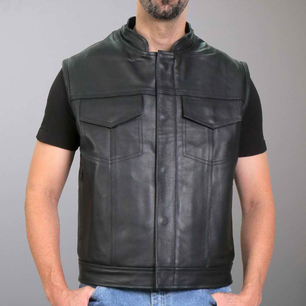 Hot Leathers VSM1060 Men's Black 'Flannel Red' Conceal and Carry Leather Vest