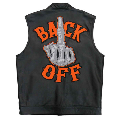 Hot Leathers VSM2002 Men's Black 'Back Off Finger' Conceal and Carry Leather Vest