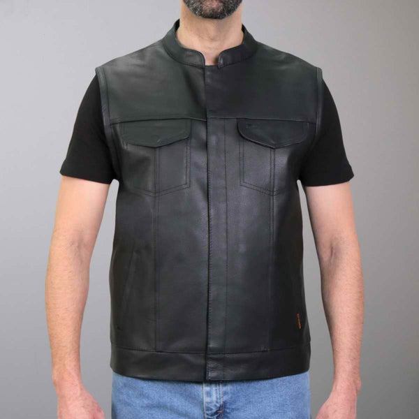 Hot Leathers VSM2002 Men's Black 'Back Off Finger' Conceal and Carry Leather Vest