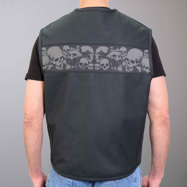 Hot Leathers VSM2003 Men's Black 'Ancient Skulls' Conceal and Carry Leather Vest