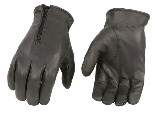 Xelement XG37531 Men's Black Unlined Leather Gloves with Zipper Closure